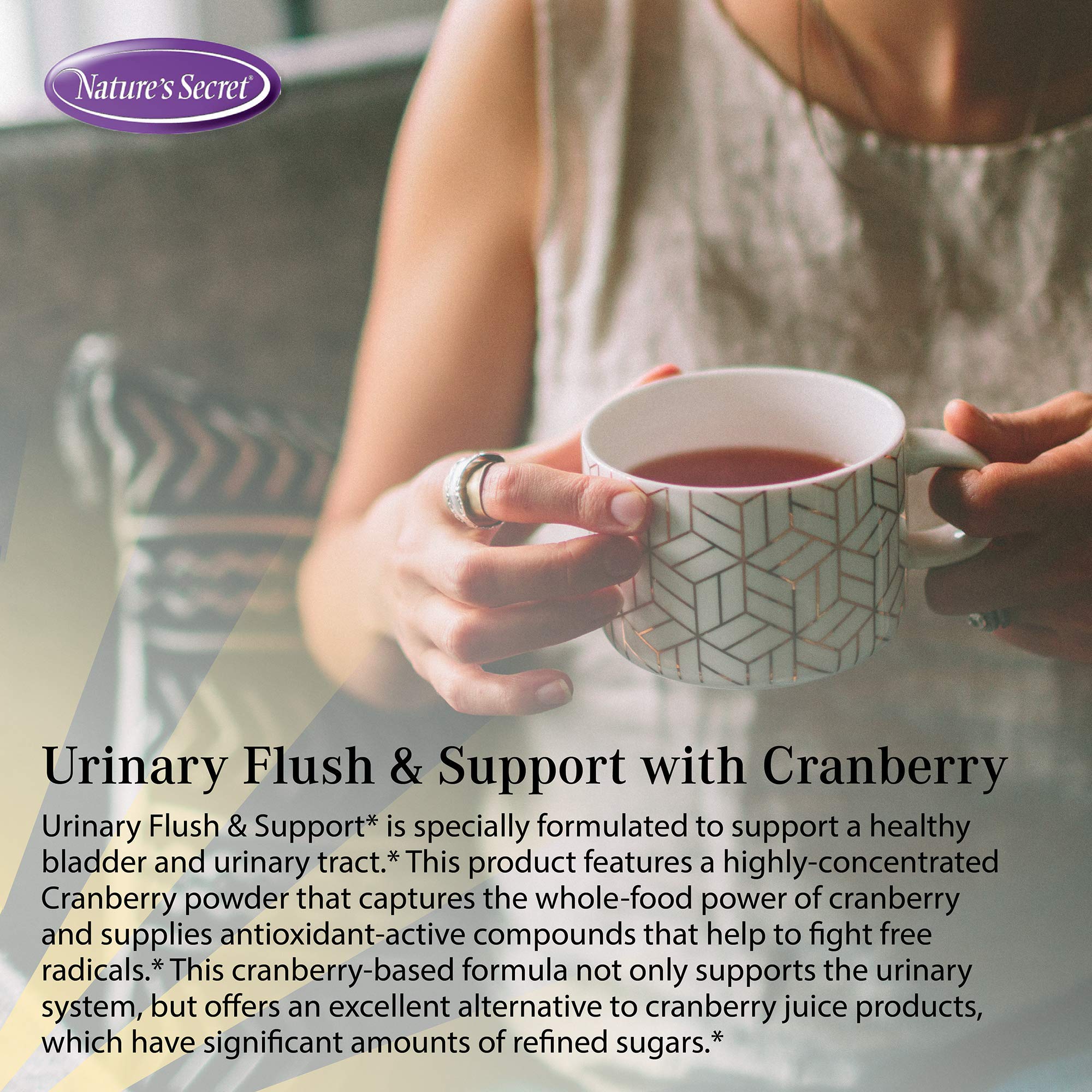 Nature's Secret Urinary Flush & Support with Cranberry Promotes Healthy Bladder & Urinary Tract - 8 Botanical Concentrate Blends to Flush & Soothe - Healthy Elimination & Detoxification - 60 Capsules