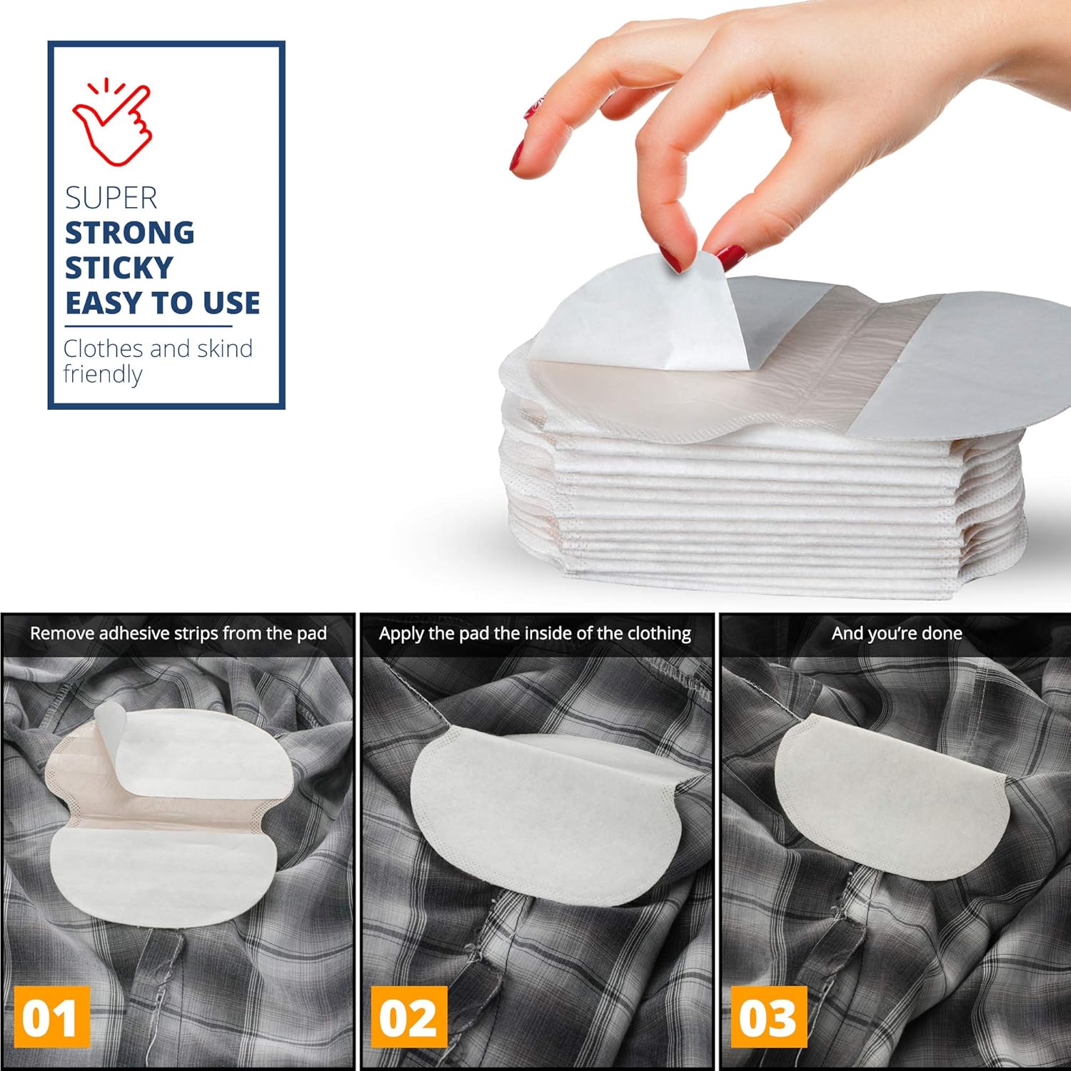80 Pack Premium Quality Underarm Sweat Pads for Men and Women – No Odor No Stain Strong Adhesive – Invisible armpit sweat pads : Beauty