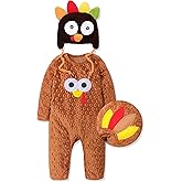 Abbence Baby Boy Thanksgiving Clothes First Turkey 2PCS Outfit Set (Overalls Romper + Hat) 0-12 Months