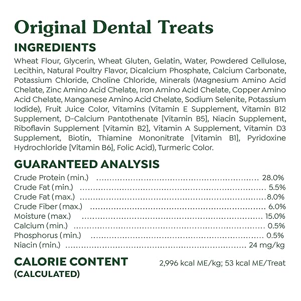 GREENIES ORIGINAL LARGE DENTAL DOG TREATS, 54 OZ. PACK (34 TREATS)
