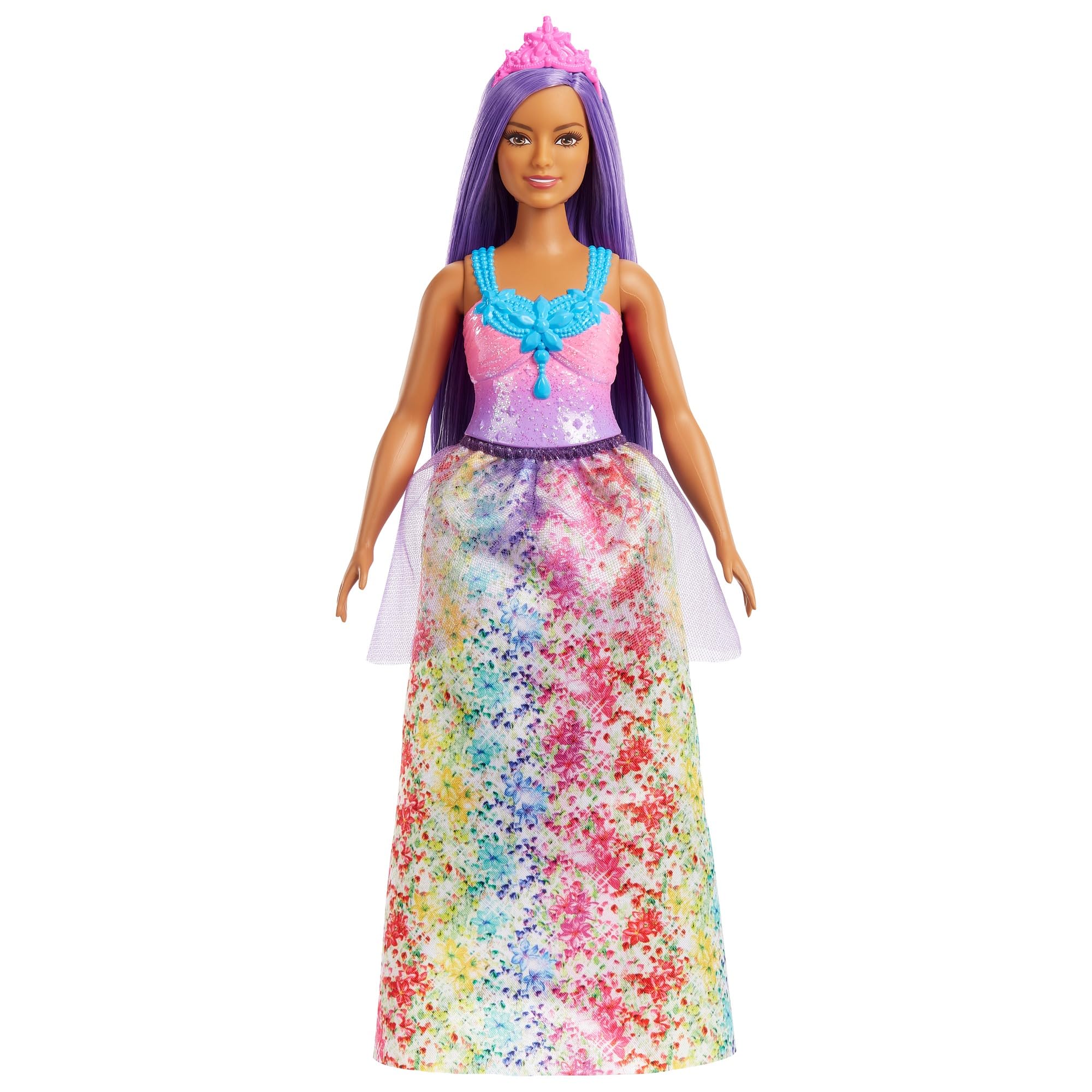 Barbie Dreamtopia Royal Doll with Curvy Body, Purple Hair & Sparkly Bodice Wearing Removable Skirt, Shoes & Headband, HGR17
