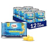 Dole Pineapple Chunks, 8 oz Cans, 12 Pack | In 100% Pineapple Juice, No Sugar Added, Canned Fruit