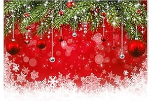 Allenjoy 7x5ft Snowflake Christmas Backdrop for Winter New Year Eve Photography Family Party Birthday Glitter Bokeh Sparkle Red Merry Xmas Background Baby Shower Decoration Photo Booth Props