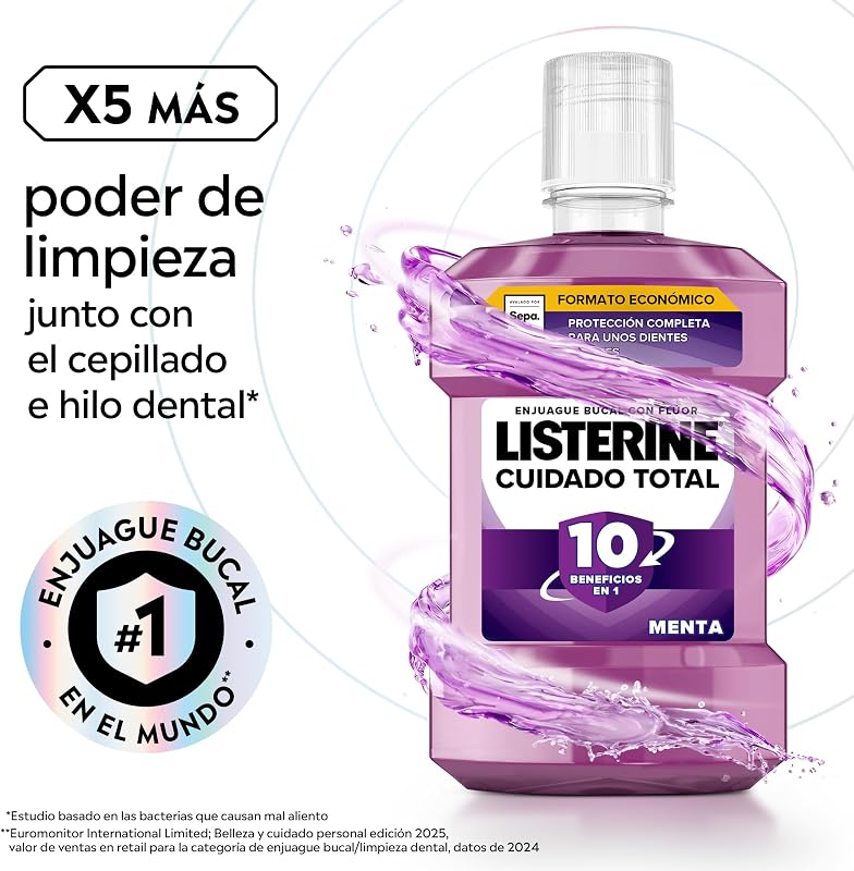 Cuidado Total Enjuague Bucal con Flúor, 1 L, 2 uds