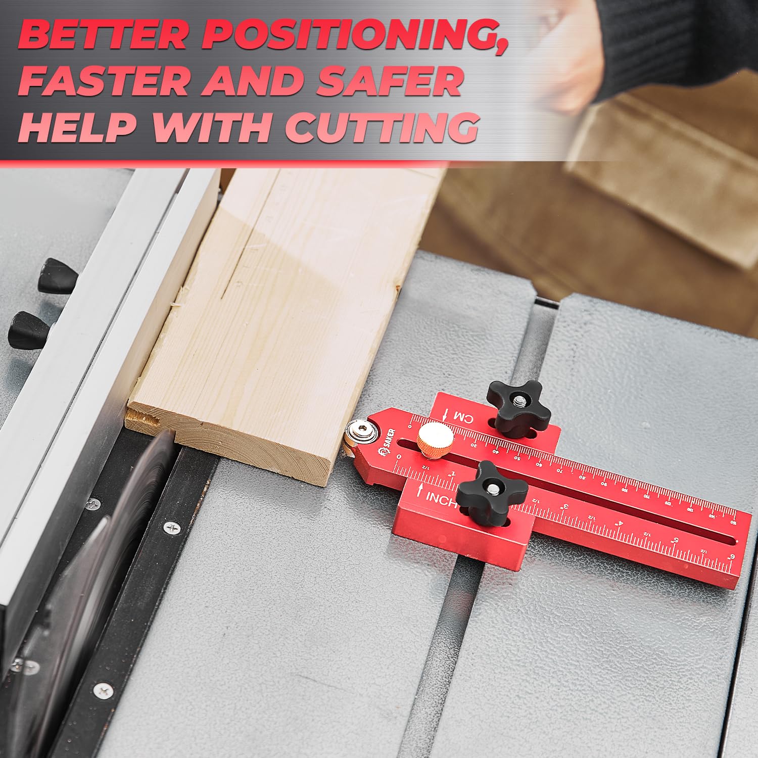 Saker Thin Rip Jig Table Saw Jig Guide, Making Repetitive Narrow Strip Cuts, Fit for 3/4