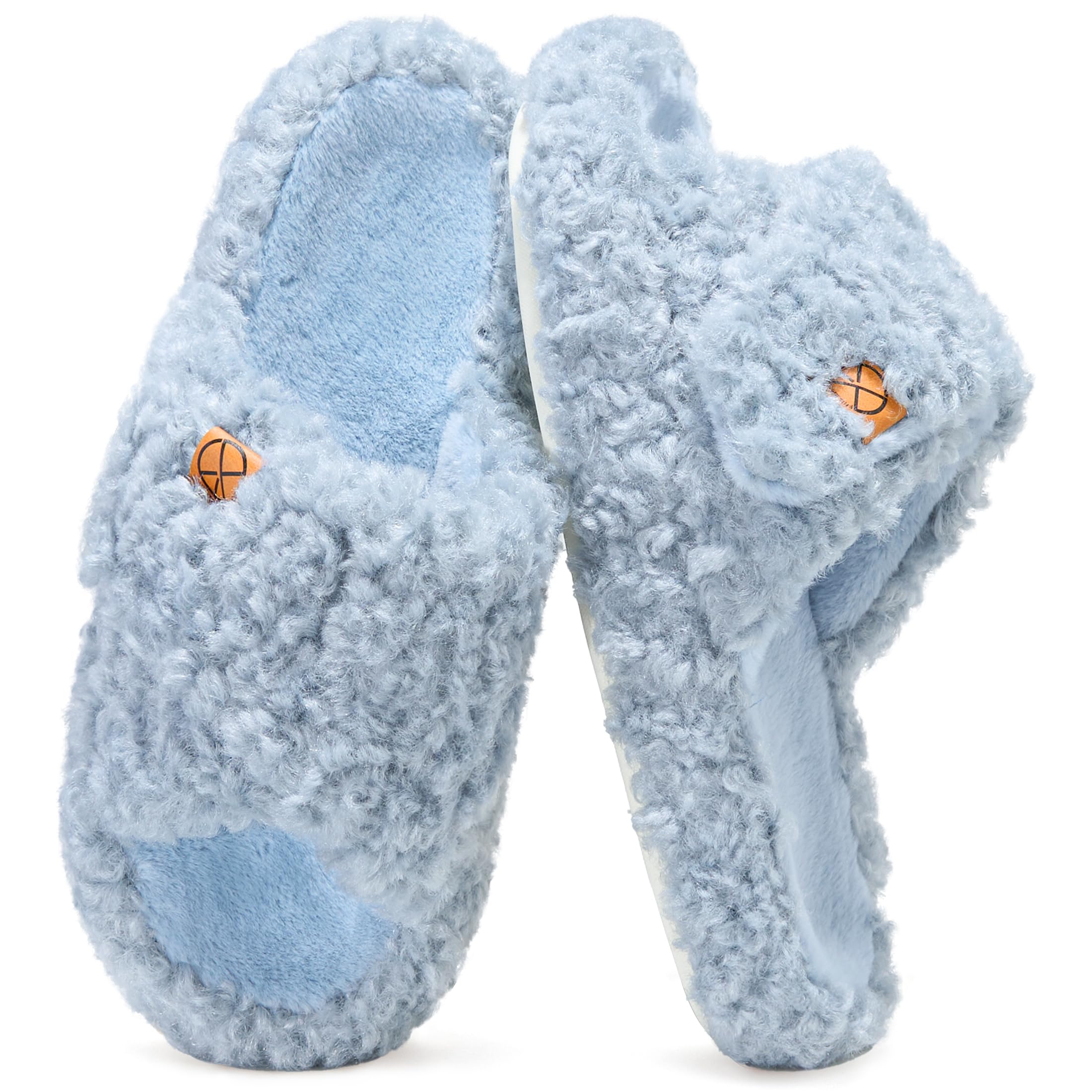 Women's House Slippers Adjustable Indoor Memory Foam Shoes Open Toe Slip On Bedroom Fuzzy Slide