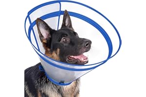 Didopet Dog Cone to Stop Licking, Clear Recovery Collar with Detachable Zipper, Sturdy Elizabethan Collar for Large Medium Small Dogs, Soft Adjustable Cone After Surgery Patented, Blue XL