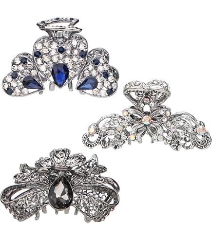 Amazon.com : GeoGeoDIY 3 Pcs Vintage Rhinestone Hair Clip  display picture 2