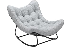 Outsunny Outdoor Rocking Chair, Oversized Patio Egg Chair with Padded Cushion, Rattan Wicker Papasan Rocker for Indoor, Porch