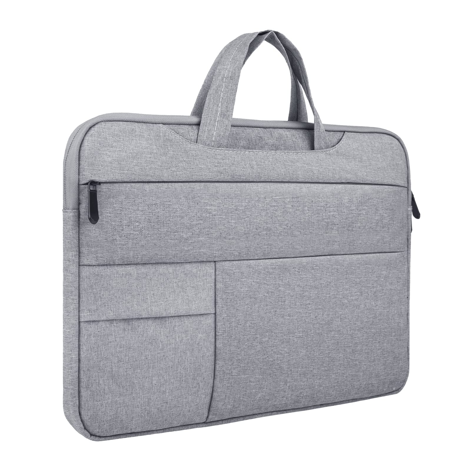 RAINYEAR 15.6 Inch Laptop Sleeve Case Compatible with 15.6 Inch Notebook Computer Chromebook Briefcase with Hidden Handle Multiple Pocket Protective Padded Polyester Waterproof Carrying Bag,Grey