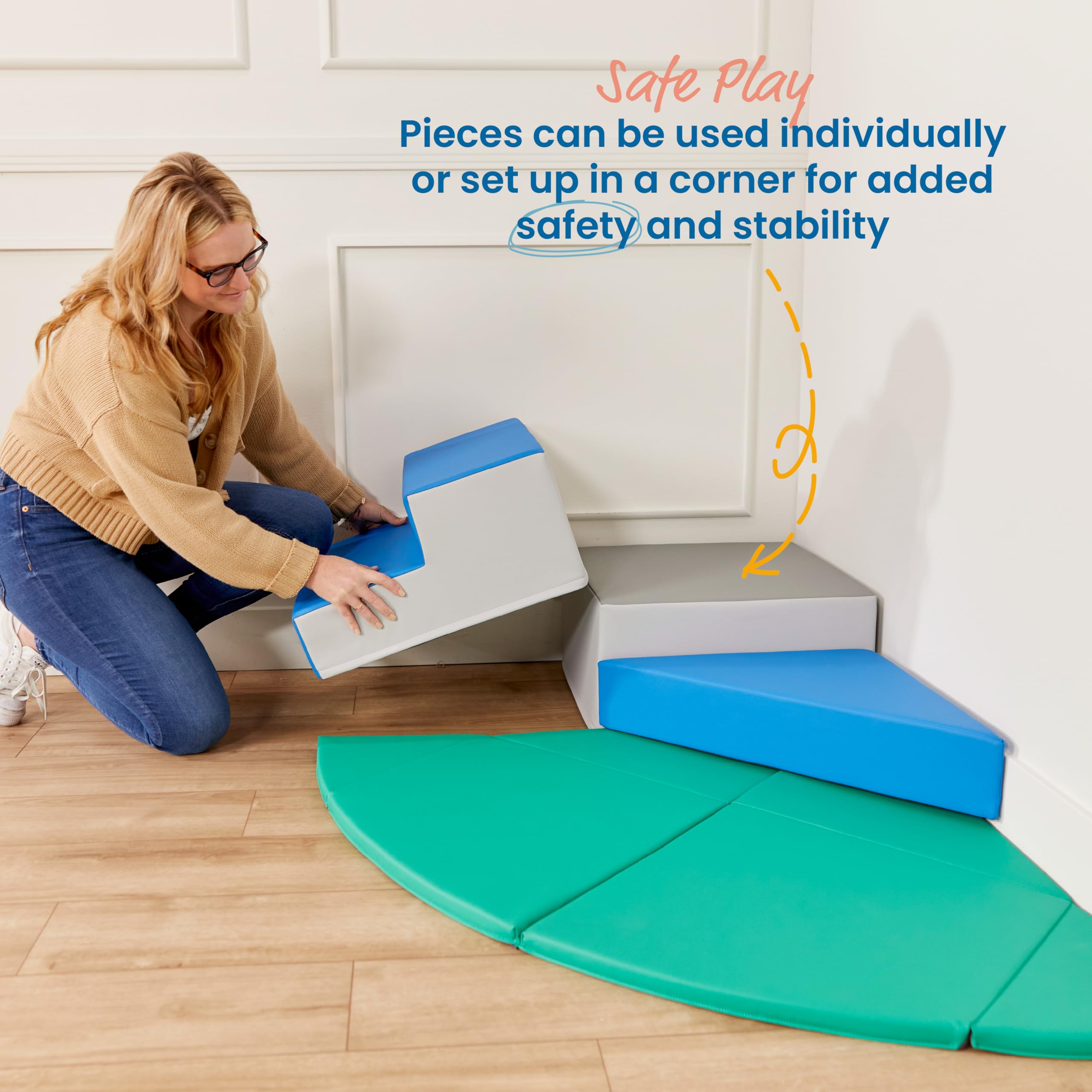 ECR4Kids SoftZone Adventurer's Summit Step, Corner Climber, Contemporary, 4-Piece