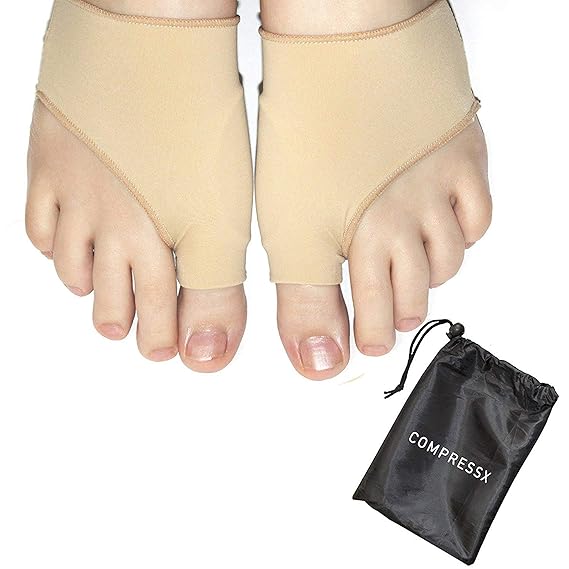 COMPRESSX Bunion Protector - Unisex, Paar von Hallux Valgus Korrektur Elastisch Bandage Ärmel mit Euronatural Gelkissen für B