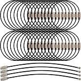 ROYHOO 50PCS Black Stainless Steel Wire Keychains Cable, Key Rings, Heavy Duty Luggage Tags Loops Tag Keepers 1.5mm Twist Barrel (Cable Length: 5.9 inches)
