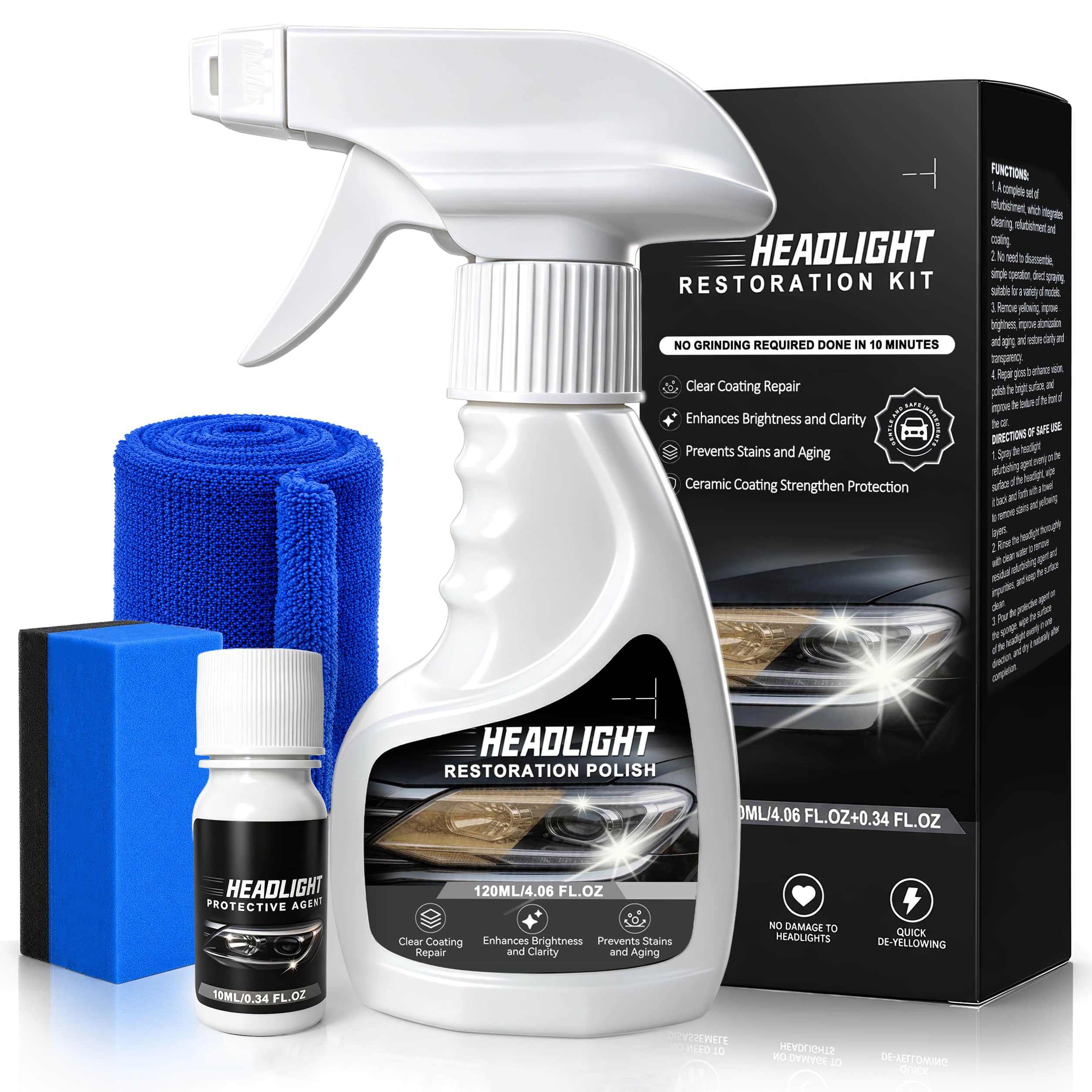 UIERAJKG 2026 New Car Headlight Restoration Kit, No Sanding Headlight Cleaner and Restorer Kit, Head Light Restoring Polish S