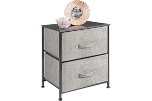 mDesign Small Storage Dresser End/Side Table Night Stand with 2 Removable Fabric Drawers - Organizer for Bedroom, Living Room, Closet - Hold Clothes, Linens, Accessories, Graphite Gray/Black