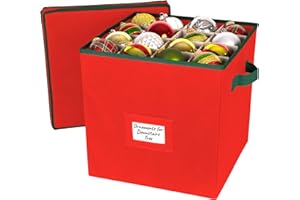 Christmas Ornament Storage Box with Lid - Store up to 64 Christmas Ornaments and Holiday Decor, a Storage Cube and Christmas 