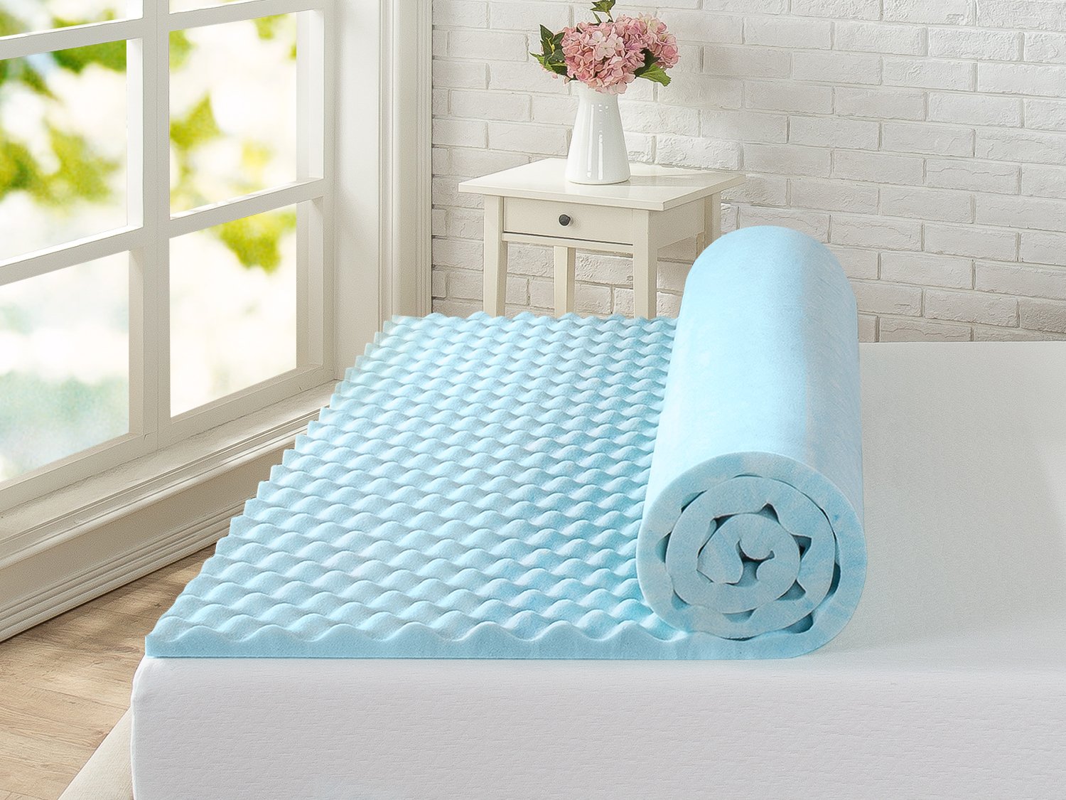 Zinus 1.5 Inch Swirl Gel Memory Foam Air Flow Topper, King eBay
