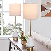 DGGDOME 32" White Buffet Lamps Set of 2 for Living Room, Ceramic Buffet Table Lamps for Dining Room, Tall Skinny White Gold L