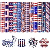 HTVSTD Flag HTV Heat Transfer Vinyl 12 Sheets 12&times;10in Iron on Vinyl | Patriotic Patterns,Vivid Color,Wash No Fade,Easy Cut &amp; Weed,Multi-Fabric Fit,Iron/Heat Press for T-Shirt DIY