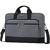 MOSISO Laptop Shoulder Bag for Men, Messenger Computer Bag Compatible with MacBook Pro 16 inch, 15-15.6 inch HP, Dell, Lenovo, Notebook with 3 Front Pockets&Handle for Business Office, Gray&Black
