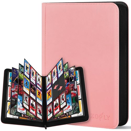 30 Pack 9 Pocket Card Binder, Premium Zip Trading Card Binder, 540 Large Capacity Side-Loading Card Storage Album, PU Card Collection Binder for Gifts, TCG, MTG, Baseball Football Sport Cards, Pink