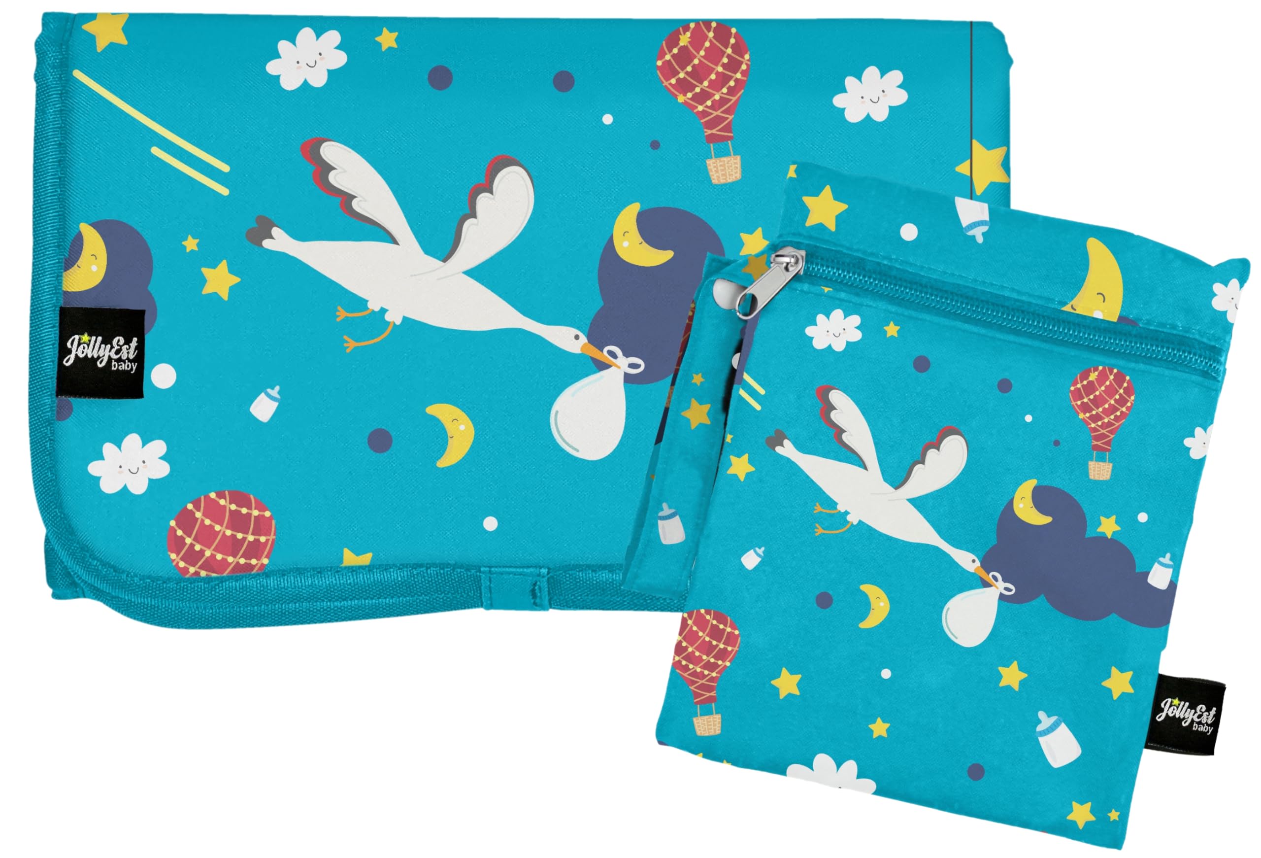 JollyEst® Baby Changing Mat Portable | Extra Large 70cm x 55cm | Travel Changing Mat | New Born Baby Essentials | Toddler Travel Essentials | Changing Table Topper