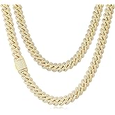 Cysnuc 12mm Heavy Iced Out Cuban Link Chain 18K White Gold Plated Diamond Thick Choker Necklace for Men Women Hypoallergenic Bling Hip Hop Jewelry with Gift Box