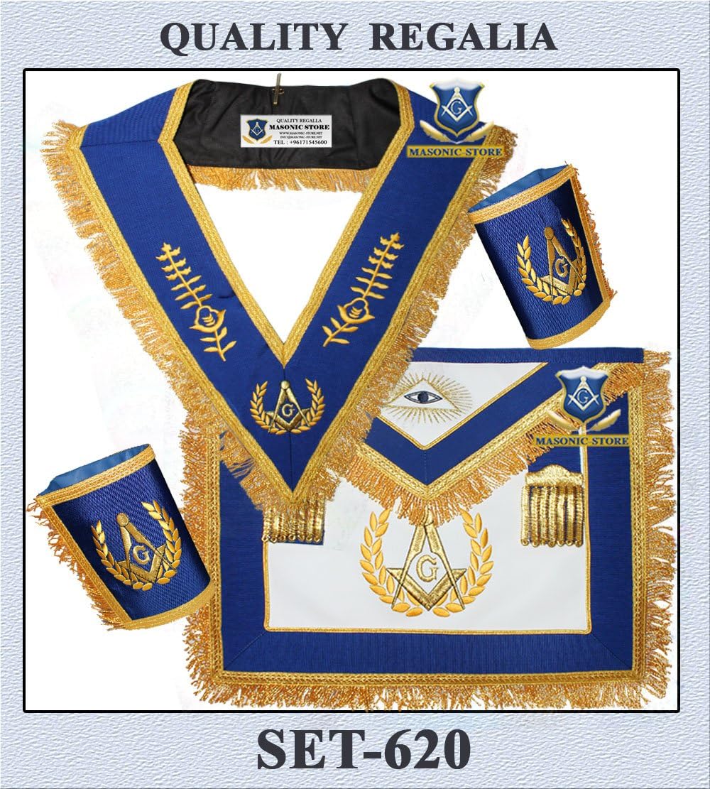 Masonic Master Mason Set Apron ,Collar & Cuffs Home