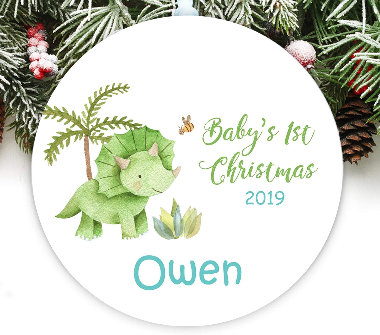 baby's first christmas dinosaur ornament