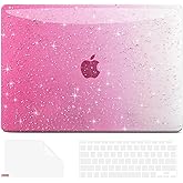 AKIT Compatible with MacBook Air 13 inch Case Sparkly 2025 2024-2022 M4 M3 M2 A3240 A3113 A2681, [Anti-Cracking] Hard Shell Laptop Case Cover for MacBook Air 13.6 inch 2025, Gradient Pink