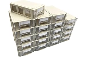 Stackable Storage Drawers Set of 20, Plastic Drawer Organizer with Dividers and Paper Labels (Grey)