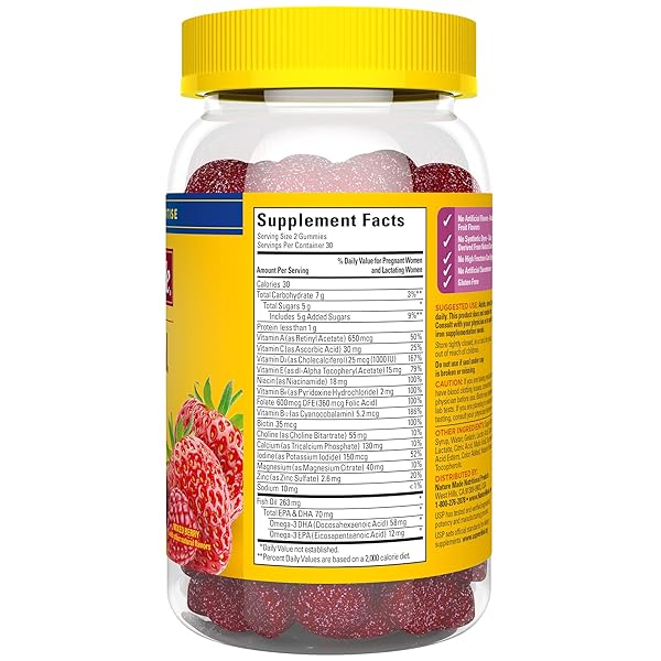NATURE MADE PRENATAL GUMMIES WITH DHA AND FOLIC ACID, PRENATAL VITAMINS FOR WOMEN FOR DAILY NUTRITIONAL SUPPORT, 60 GUMMIES, 30 DAY SUPPLY