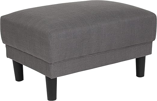 Amazon Com Flash Furniture Asti Upholstered Ottoman In Dark Gray