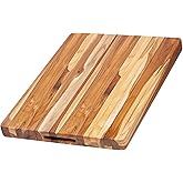 Teakhaus Cutting Board - Extra Large (XL) Wood Cutting Board with Grip Handles - Reversible Teak Edge Grain Wood - Knife Frie