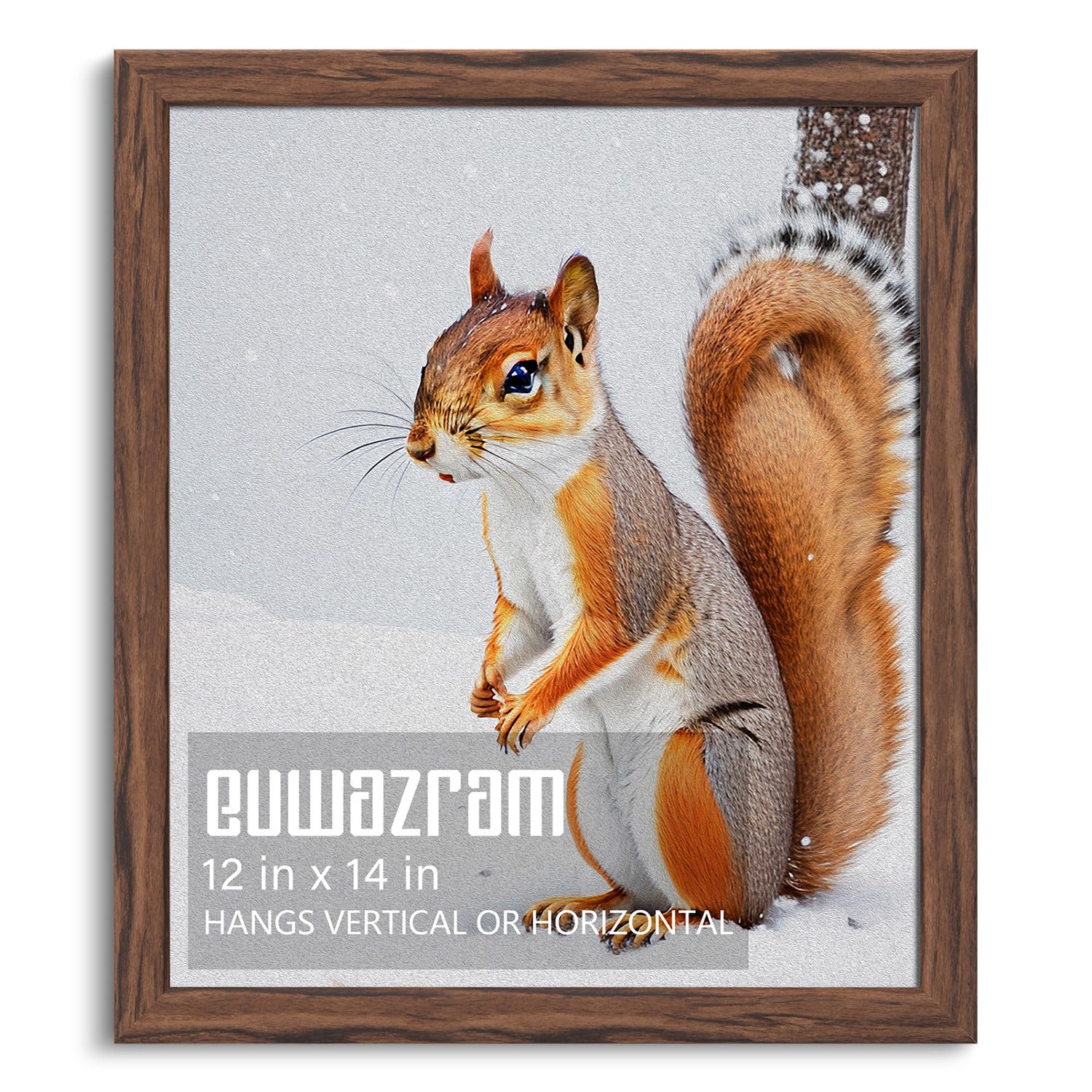 Photo 1 of euwazram Rustic Walnut 12x14 Frame - Single Frame, 12 x 14 Poster Frame for Artwork, Puzzles, Photos and Movie Posters Picture Frames