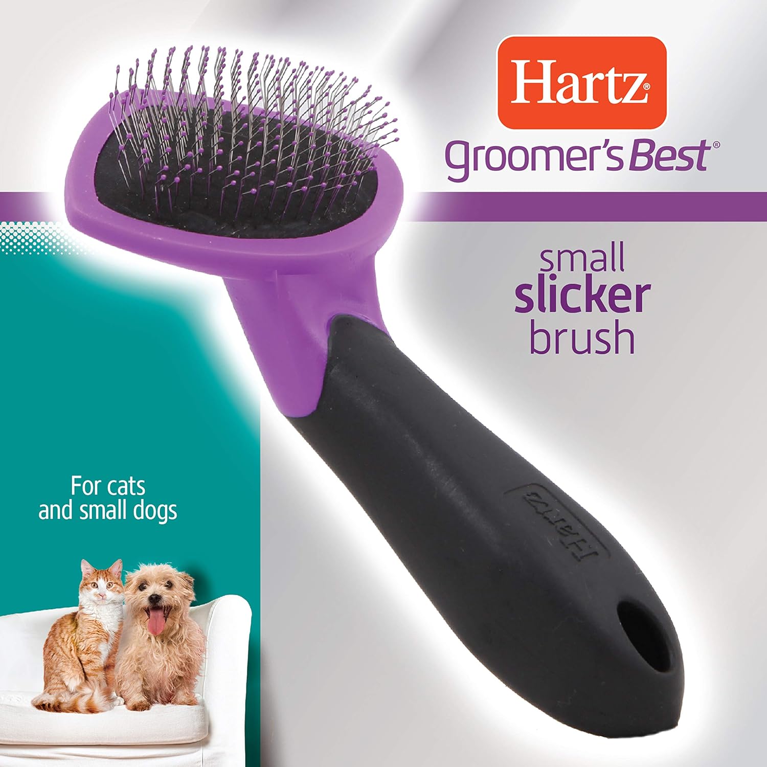 HARTZ, Groomer's Best Small Slicker Brush for Cats and Small Dogs, Black/Violet, 1 Count : Pet Brushes : Pet Supplies