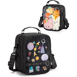 Prokva Ita Crossbody Bag with Insert, Dual-Sided Clear Pin Shoulder Bag