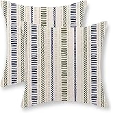 GOLIANDA Blue Sage Green Pillow Covers 18x18 Inch Set of 2 Boho Abstract Stripes Throw Pillow Covers Outdoor Modern Decorative Pillowcase Farmhouse Linen Cushion Case Decorations for Home Sofa Couch