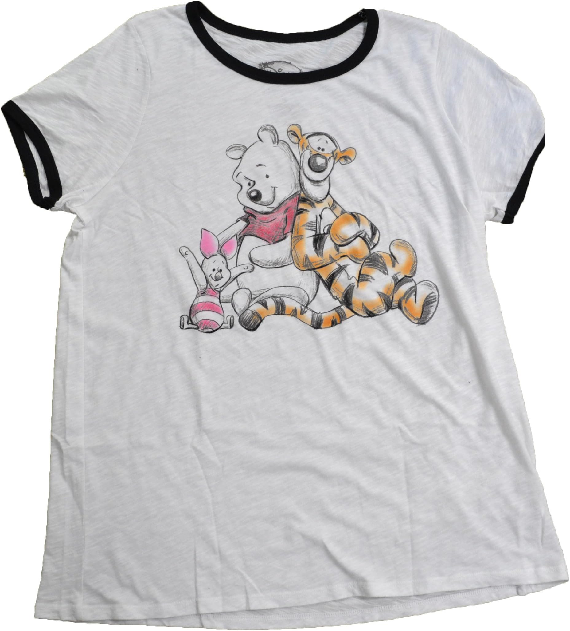 Disney Women's Winnie The Pooh Sketch Plus Size Ringer Tee