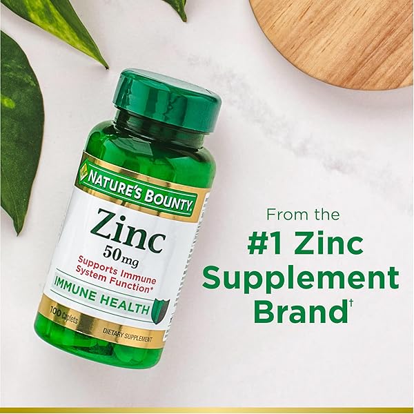 NATURE’S BOUNTY ZINC 50MG | IMMUNE SYSTEM, SKIN, & ANTIOXIDANT HEALTH SUPPORT | CONTRIBUTES TO DNA FORMATION | VEGETARIAN, NON-GMO, GLUTEN FREE | 100 CAPLETS, 1 SERVING PER DAY FOR DAILY HEALTH
