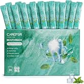 Mouthwash Travel Size Portable Alcohol &amp; Fluoride Free Mini Bulk 20 Packets | Icy Mint Flavor, Gentle Fight Bad Breath For Adults, Individual &amp; Disposable Strips, On-The-Go Freshness After Coffee Meals
