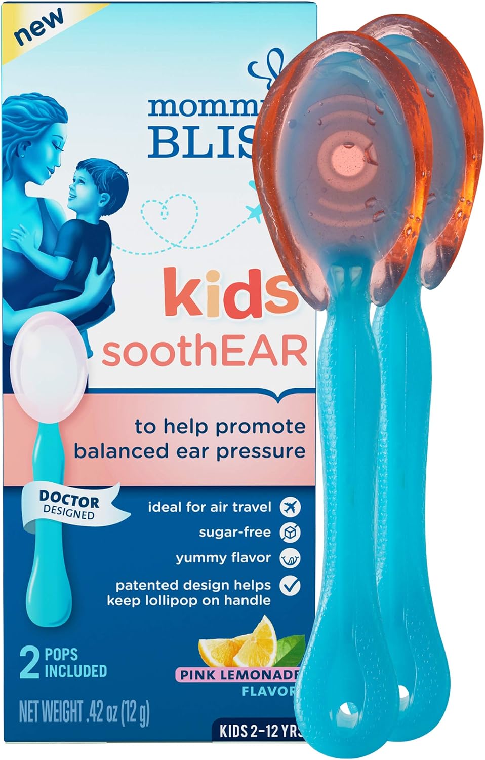 Mommy's Bliss - Kids SoothEAR - Helps to Promote Balanced Ear Pressure for Kids 2-12 Years Old - 0.42 OZ (2 Pops Included): Health & Personal Care