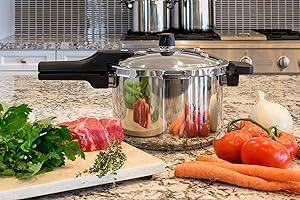 Barton 7.4-Quart Pressure Cooker Stovetop Pot Pressure Regulator Fast Cooking Steam Release Valve, Stainless Steel