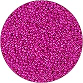 MIKIMIQI 2200pcs Glass Seed Beads Bulk - 4mm 6/0 Pony Spacer Beads for Jewelry Making - Hot Pink