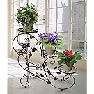 HLC Classic Plant Stand Shelf Holds 3-flower Pot Bronze