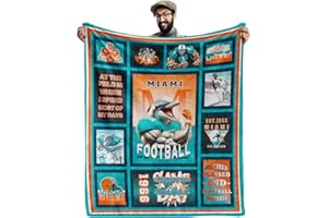 CusFuk Miami Football Fans Plush Throw Sherpa Throw Blanket, Football Style Travel Blanket，Gifts for Men Women Boys Kids Fans Football Lovers 50" X 60"