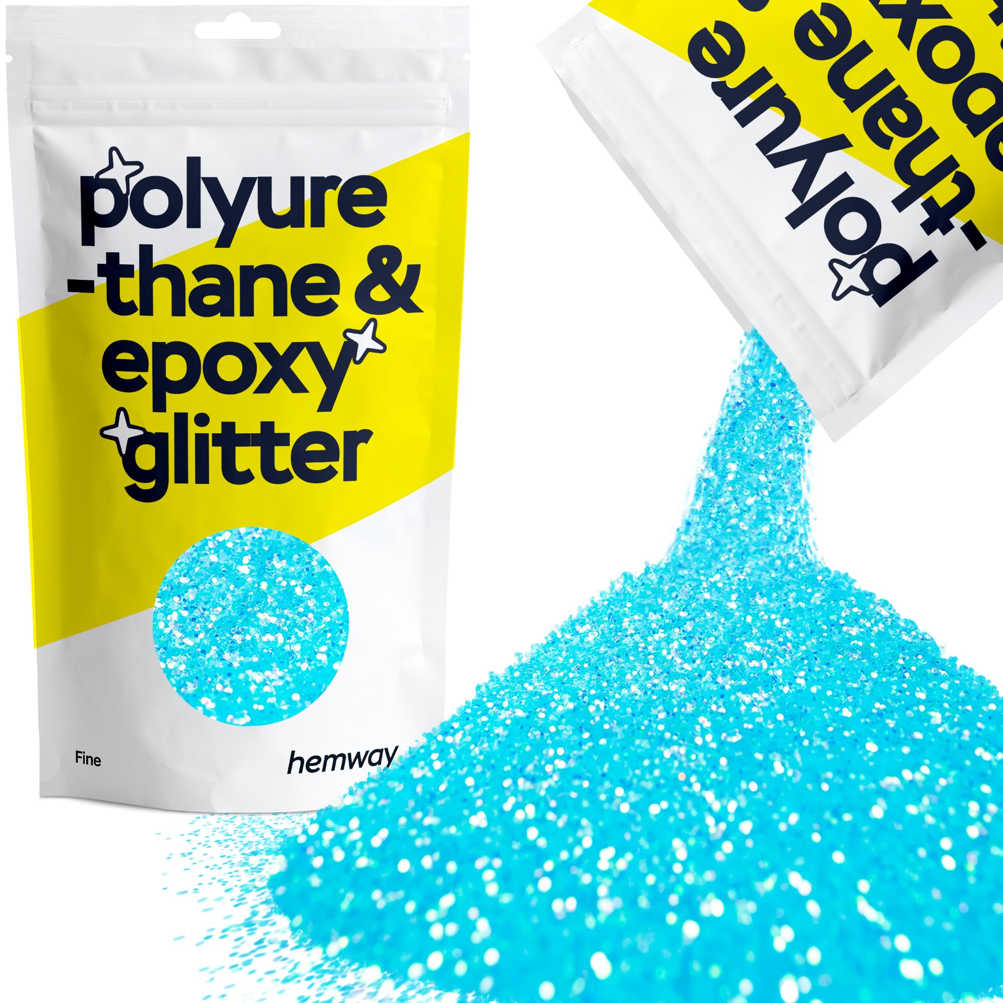 Hemway Resin Glitter Baby Blue Iridescent 100g Fine | Polyurethane & Epoxy Glitter for Resin Crafts, Tumblers, Coasters, Floor & Table Art