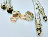 AK Monobloc Tap Tail Connector Flexible Hose M8 x 15mm Compression 500mm Pair view 2