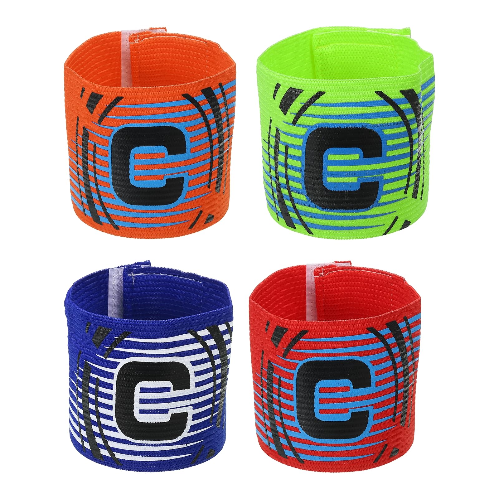 PATIKIL Captain Armband, 4 Pack Adjustable Elastic Soccer Captain's Arm Band for Outdoor Football Training Team, 4 Colors