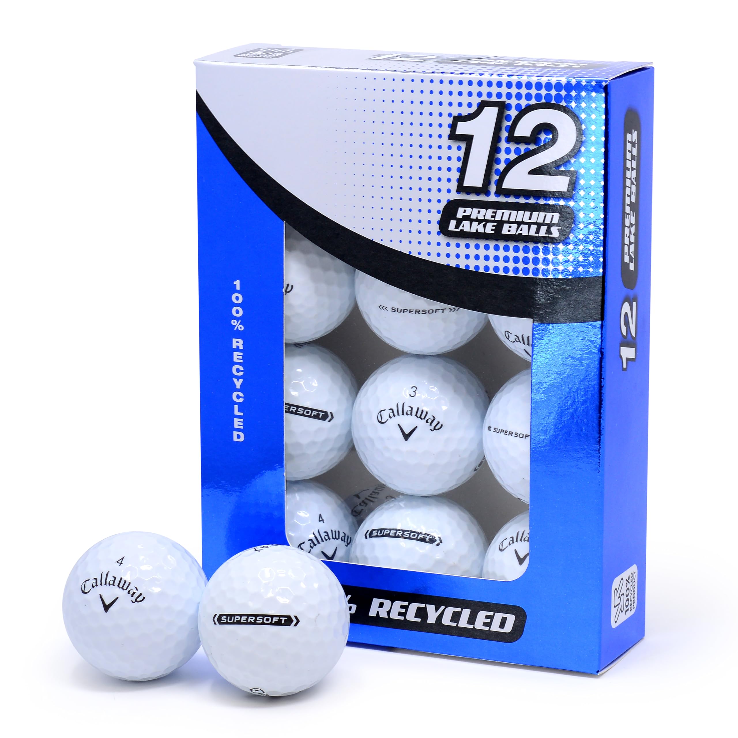 Second Chance Recycled Lake Golf Balls, Used Golf Balls - 12 Pack - Grade A for Callaway Supersoft Golf Balls
